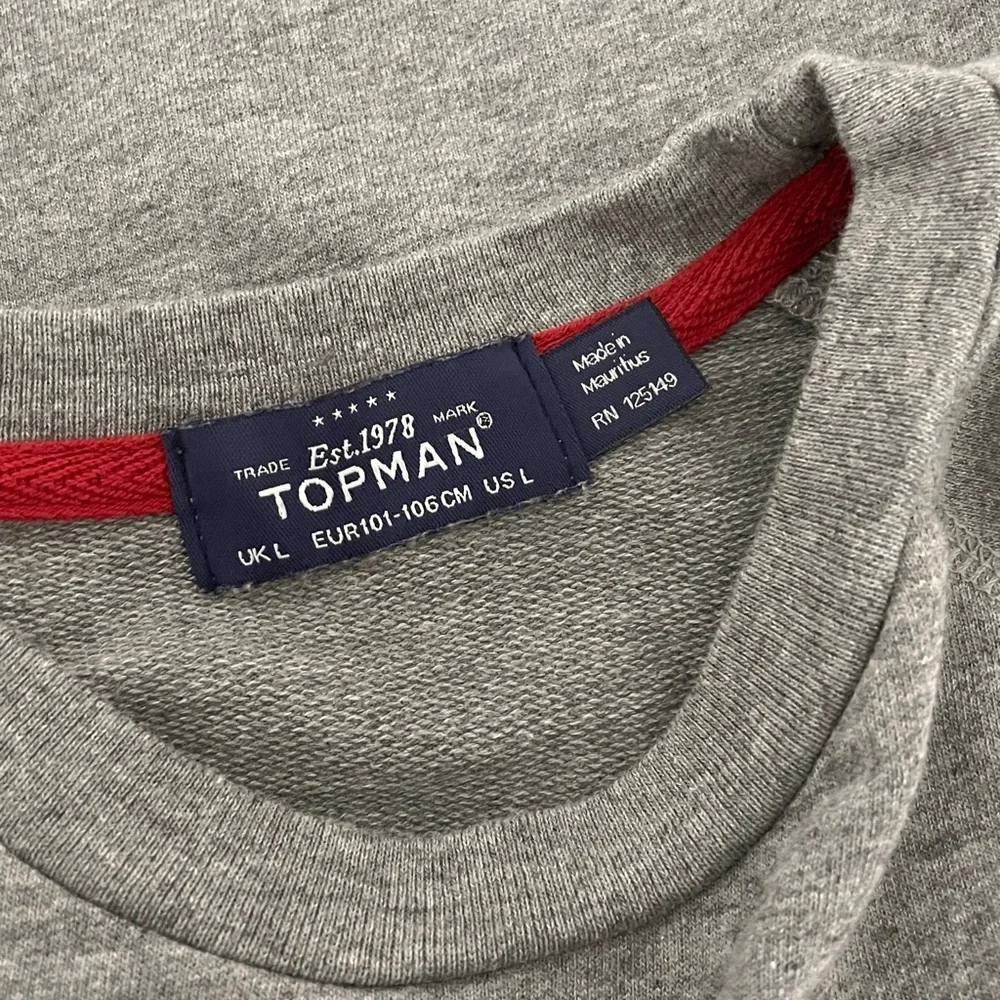 Topman Charcoal‎ Crewneck Sweatshirt with Burgundy Highlights Size Large